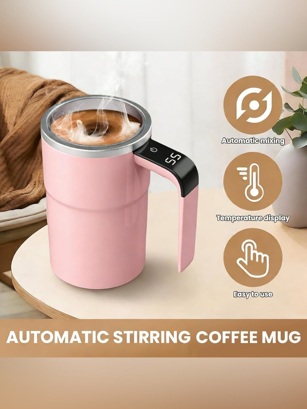 Automatic Stirring Coffee Mug - CHOICE OF PINK OF WHITE
